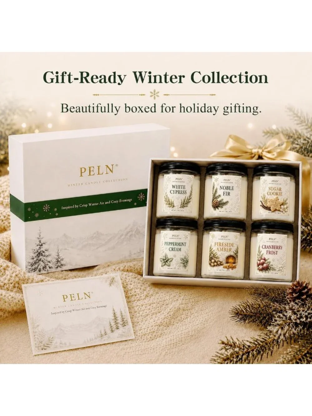 6-Pack Soy Candles Gift Set - 7 oz Winter Christmas Scented Candles for Home